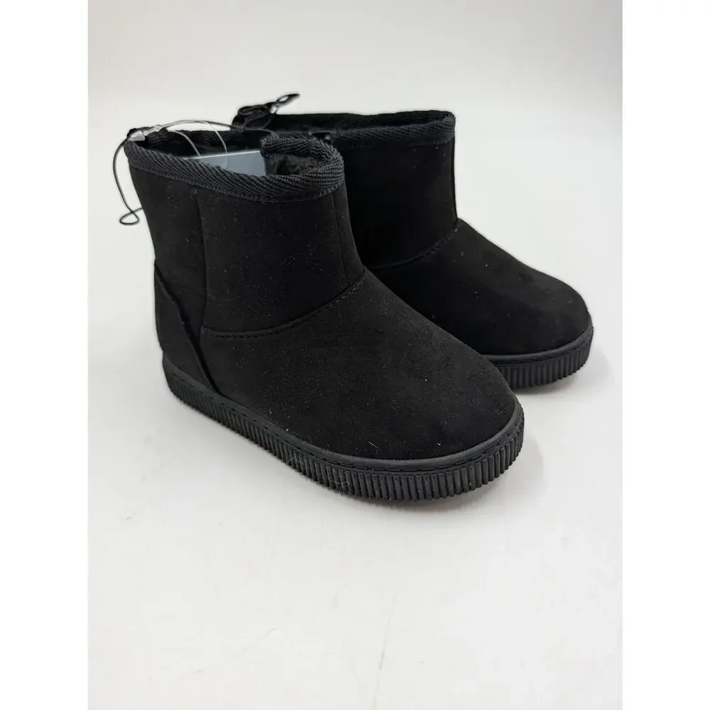 Cat & Jack size 5 Toddler Girls' Arlo Zipper Shearling Boots Black